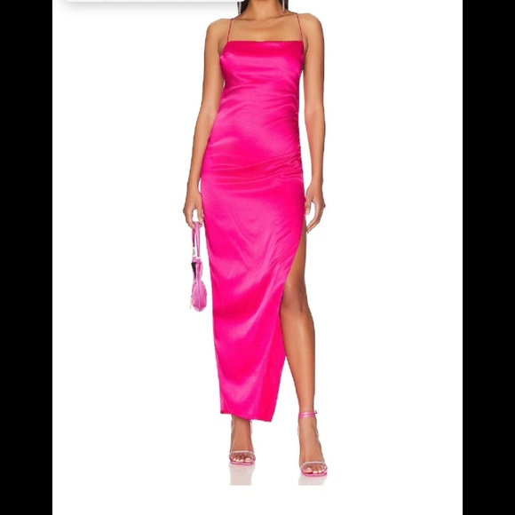 SER.O.YA Celino Maxi Dress Silk Blend Fuchia Purple/Hot Pink Size M - NWT - Picture 3 of 16